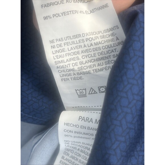 Perry Ellis Shirt Mens Large Motion Navy Blue Long Sleeve Casual Button Up - Picture 8 of 12